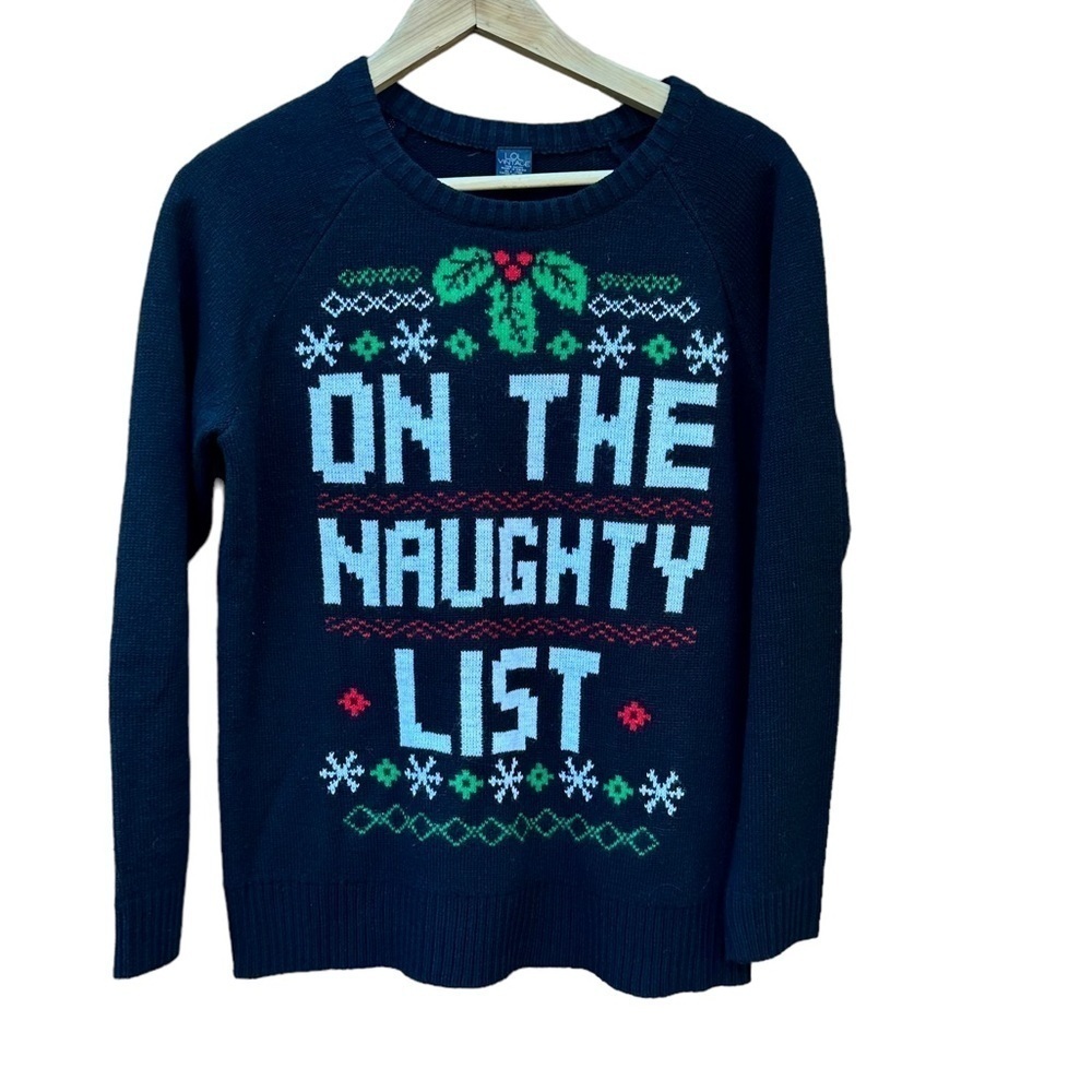 LOL Vintage ugly Christmas sweater On the Naughty List size medium